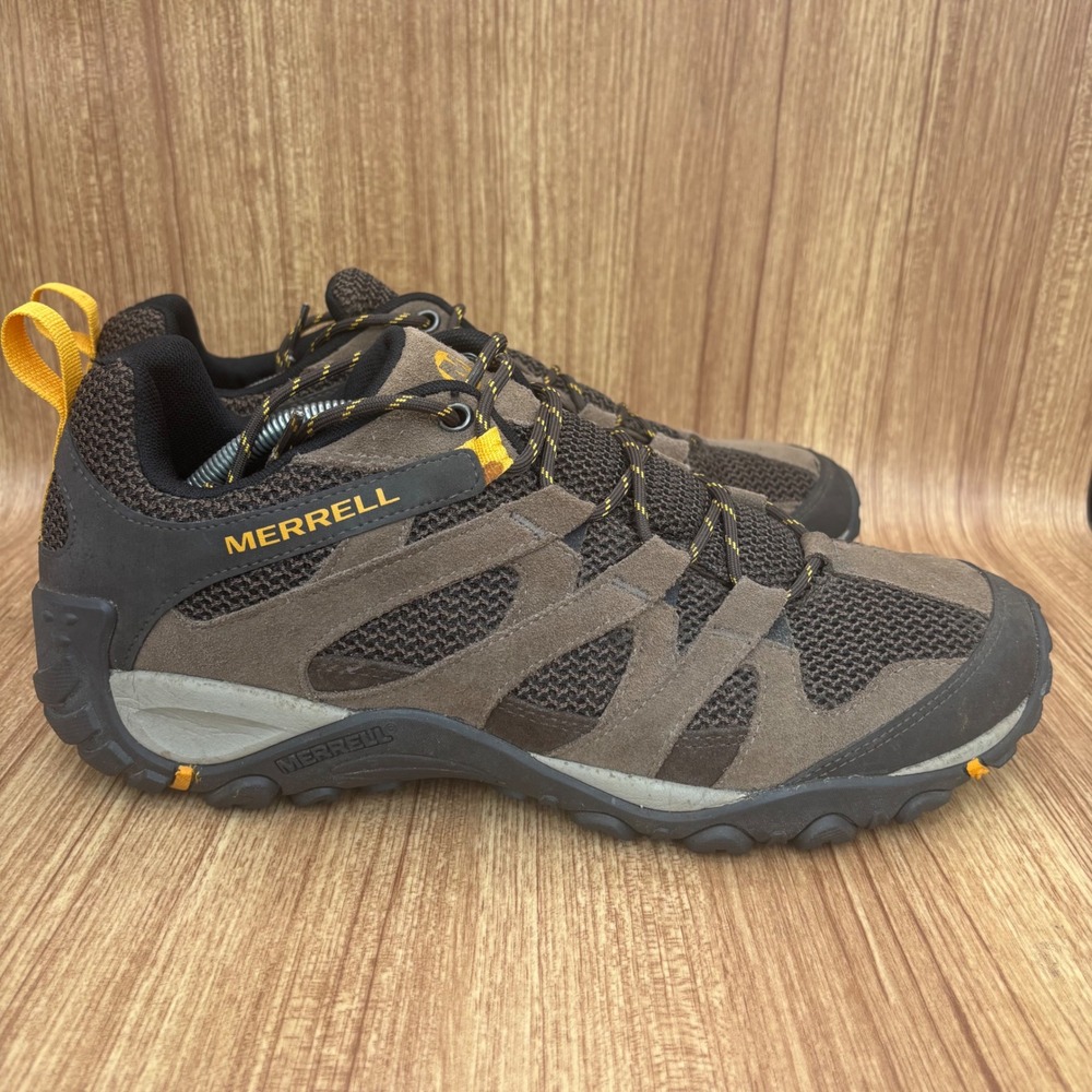 Merrell Hiking Alverstone Shoes Mens 13 Brown Yellow J48531 Suede Mesh Air